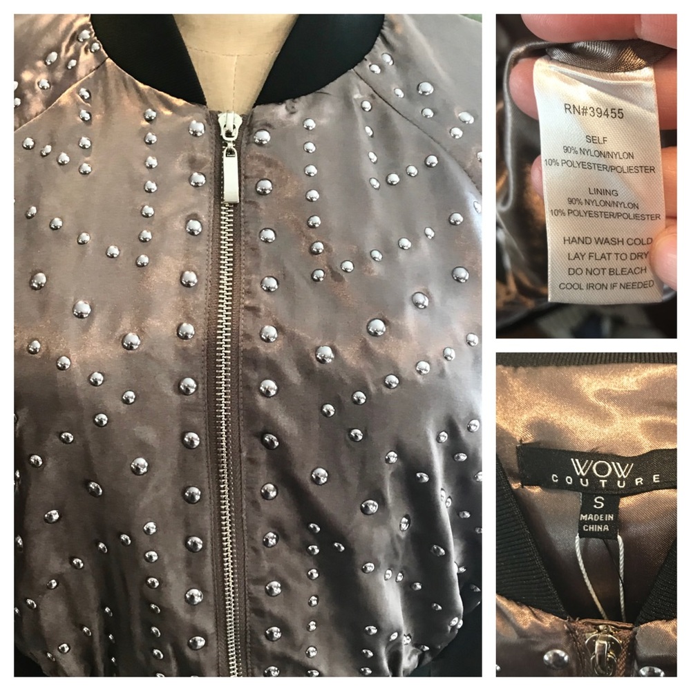Layla ASOS studded metallic satin bomber jacket - Picture 8 of 8